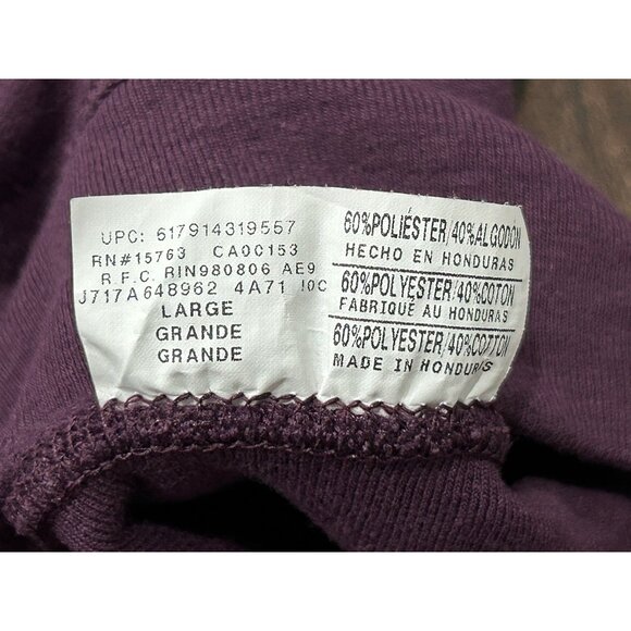 Hanes Fleece Crewneck Pullover Sweatshirt Purple Sz Large Comfort Soft Lounge - Picture 8 of 11